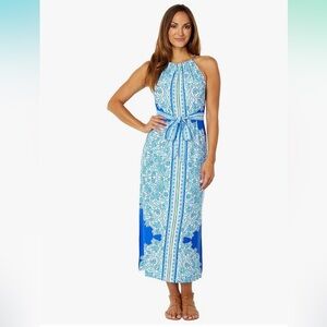 Lilly Pulitzer halter midi dress size L blue